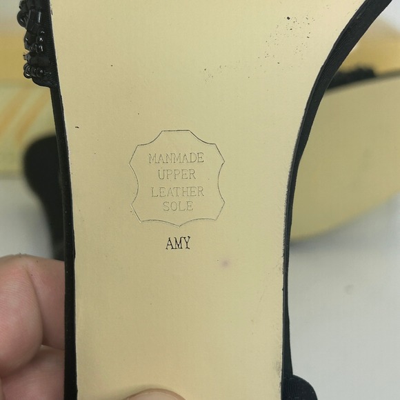 Michaelangelo Amy Black Beaded Strappy Sandal Heel Size 7.5 Leather Sole NWT - Picture 8 of 12